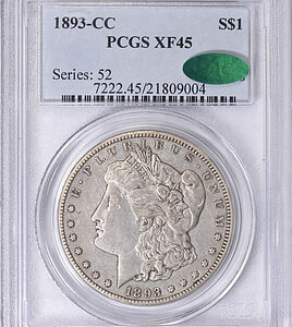 1893-CC Morgan Silver Dollar PCGS XF-45 (CAC Green)