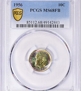 1956 Roosevelt Dime PCGS MS-68 FB (Toned)