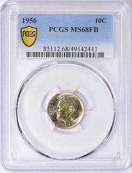 1956 Roosevelt Dime PCGS MS-68 FB (Toned)