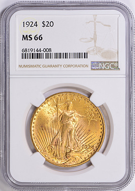 1924 Saint-Gaudens Gold Double Eagle NGC MS-66