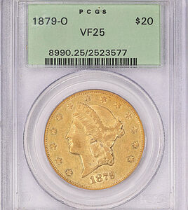 1879-O Liberty Gold Double Eagle PCGS VF-25 OGH