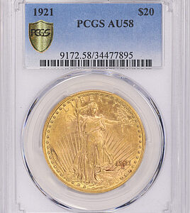 1921 Saint-Gaudens Gold Double Eagle PCGS AU-58