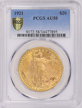 1921 Saint-Gaudens Gold Double Eagle PCGS AU-58